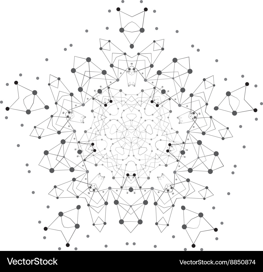 Shape molecular structure with lines and dots Vector Image