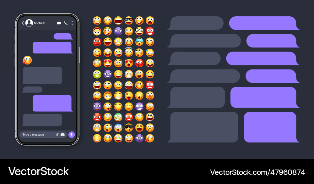 Smartphone messaging app user interface Smartphone messaging app user interface vector image