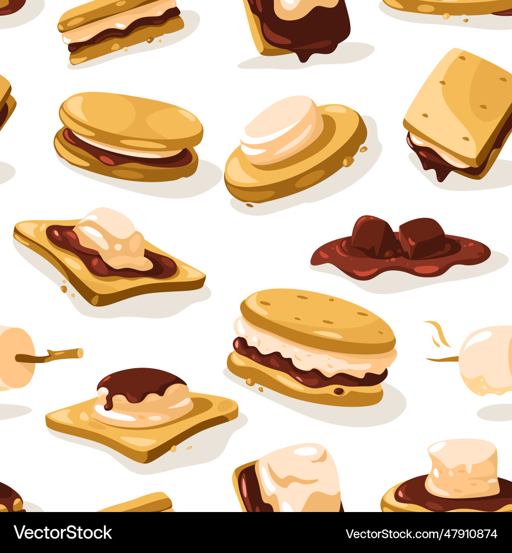 Smore pattern seamless print of nostalgic Smore pattern seamless print of nostalgic vector image