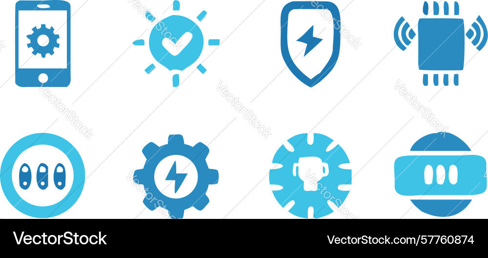 Tech digital workflow icons system process vector image