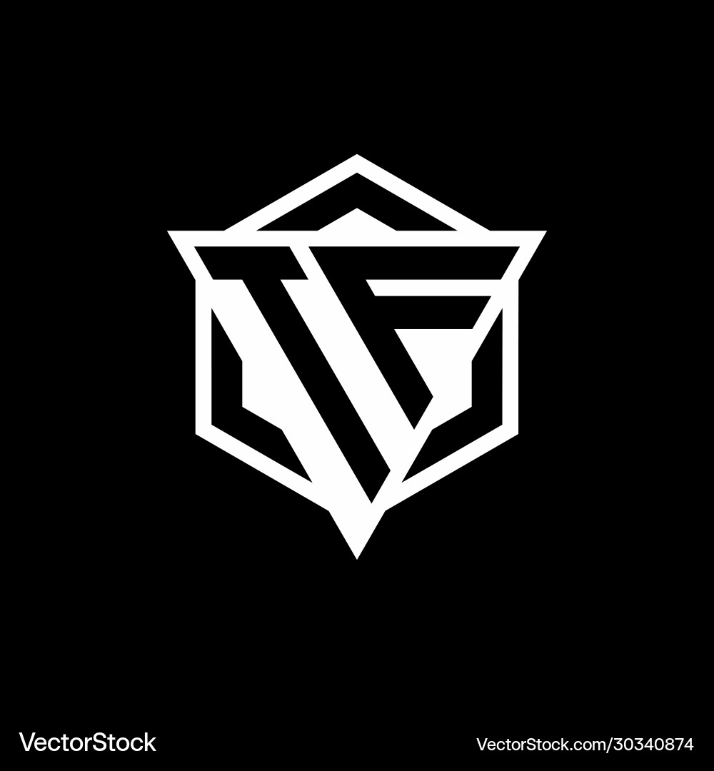 Tf logo monogram with triangle and hexagon shape Vector Image