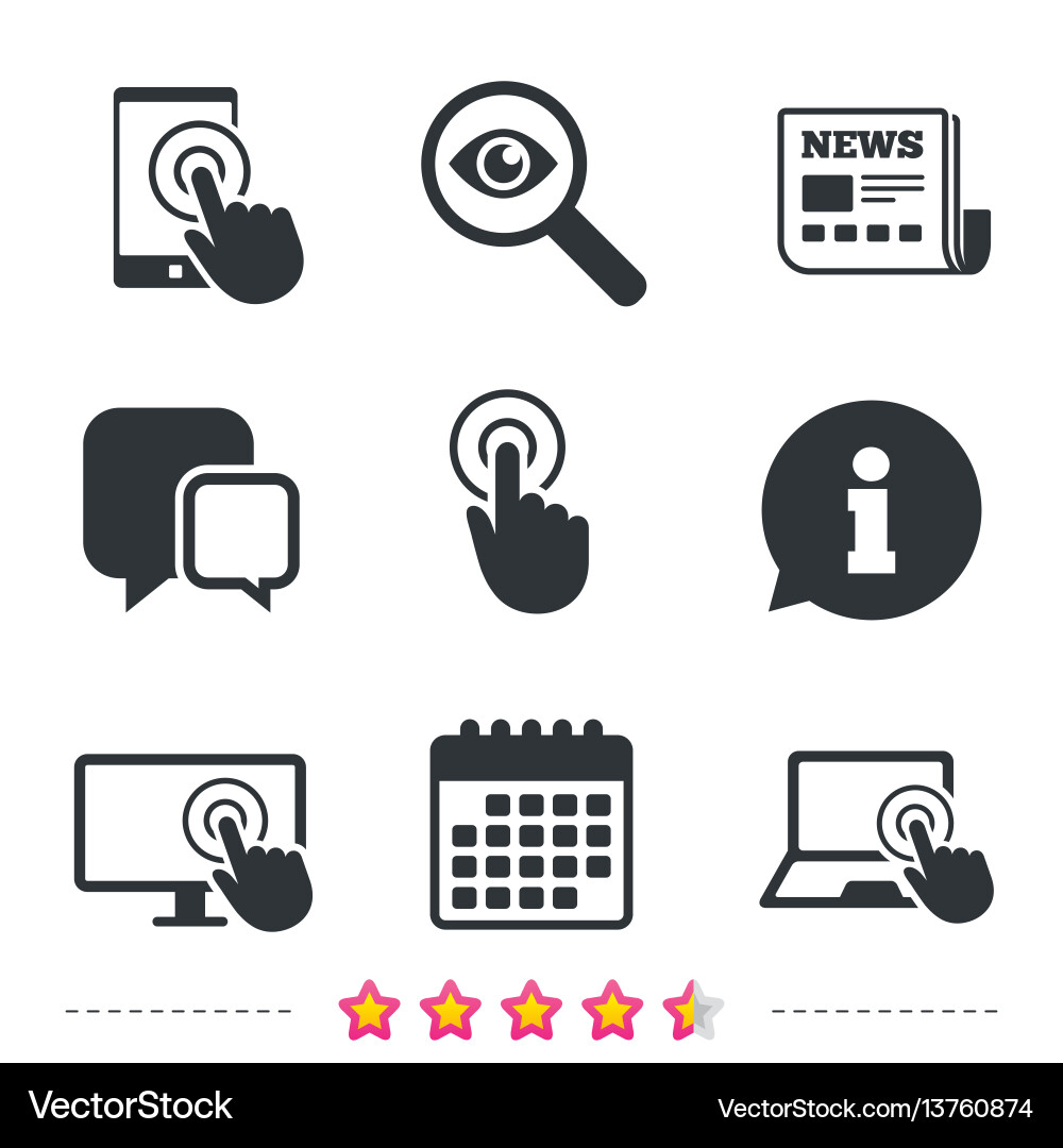 Touch screen smartphone hand pointer symbols Touch screen smartphone hand pointer symbols vector image
