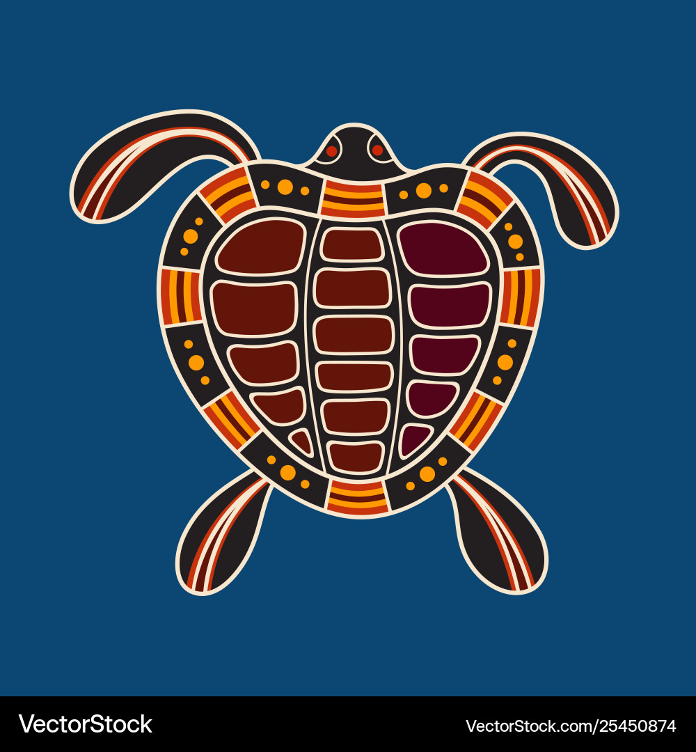 Turtle aboriginal art style Royalty Free Vector Image