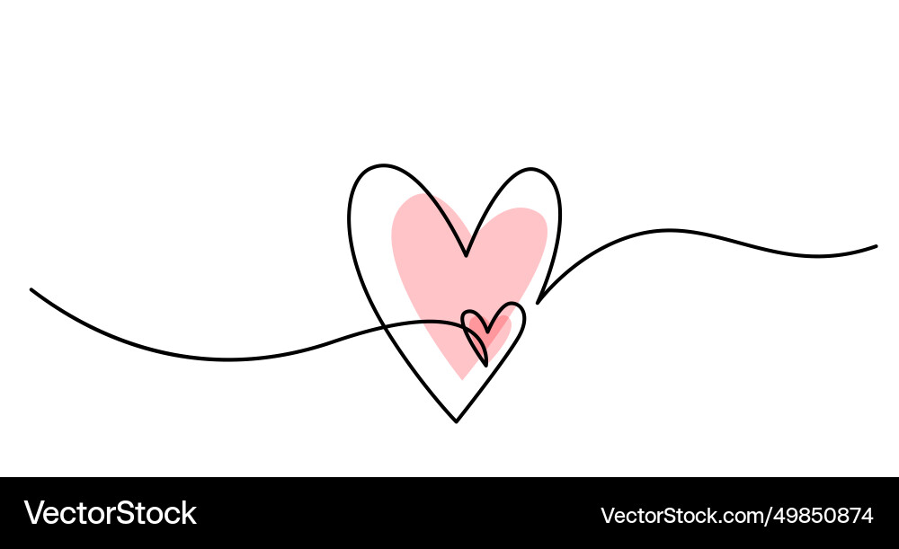 Two hearts in simple one line style and color Two hearts in simple one line style and color vector image