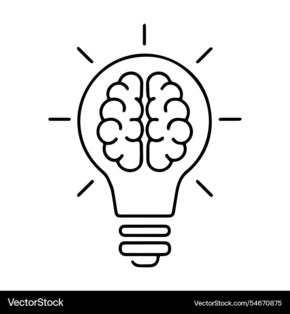 A simple of brain inside lightbulb Vector Image
