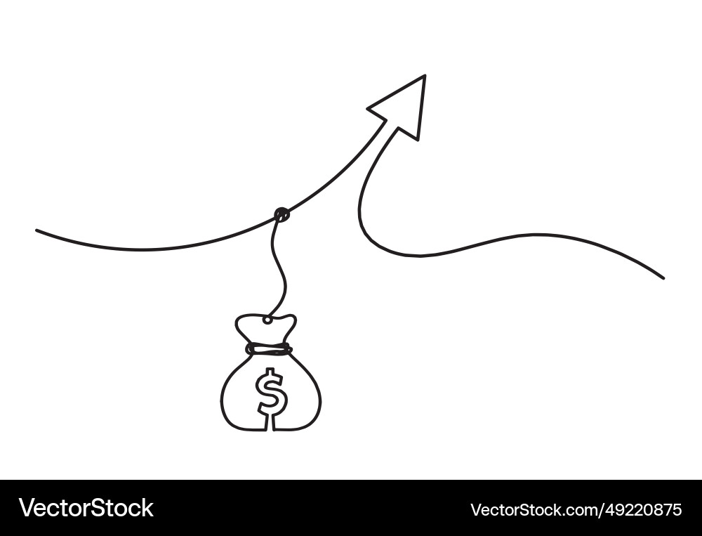 Abstract continuous lines arrows with dollar vector image