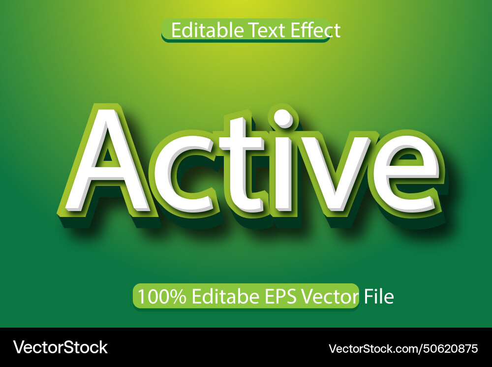 Active editable text effect 3 d emboss gradient Vector Image