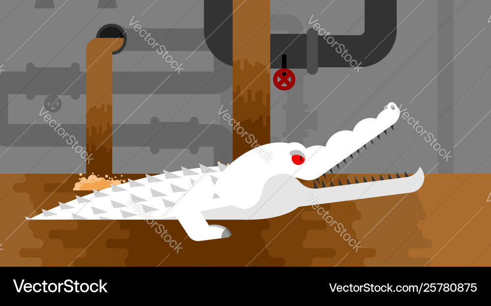 Albino sewer alligator crocodile in sewerage Albino sewer alligator crocodile in sewerage vector image