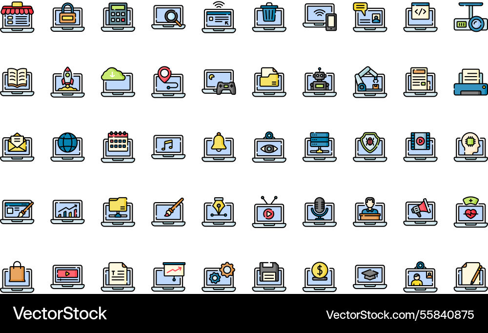 Computer functions icons high-quality Computer functions icons high-quality vector image