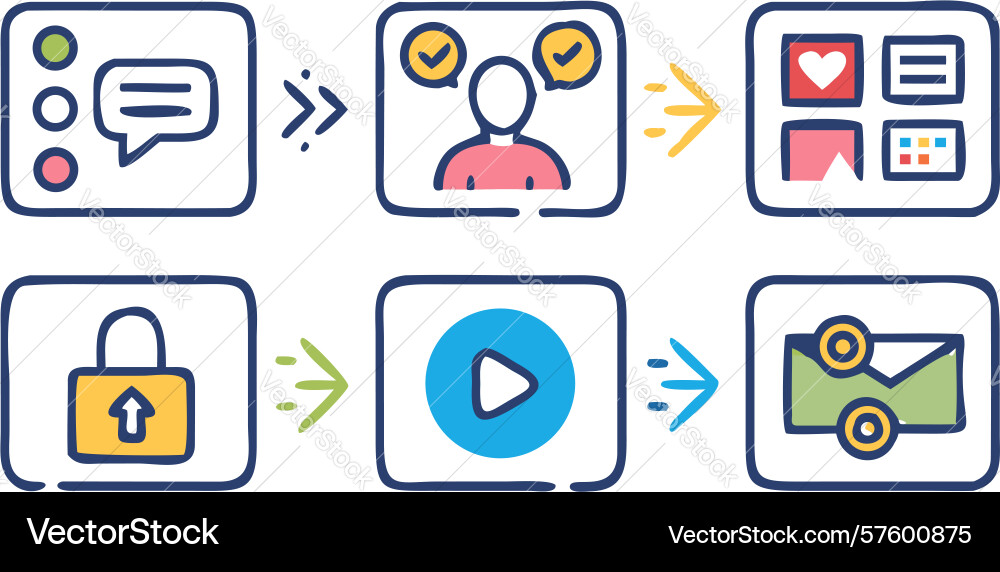 Data transfer and sharing icons set design Vector Image