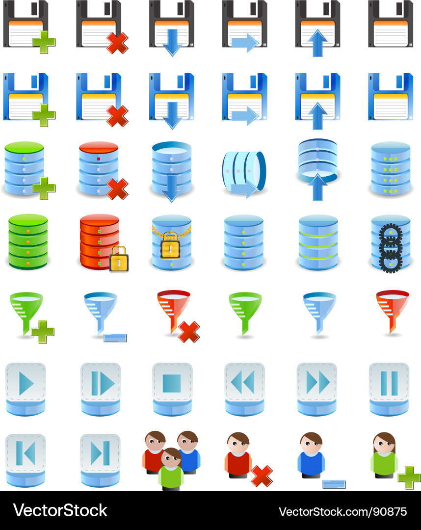 Database Icon Set - Data Management vector image