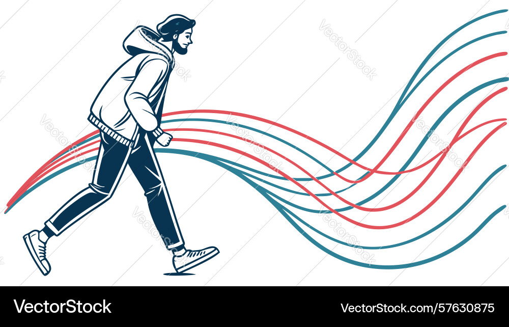 Dynamic running motion abstract energetic vector image