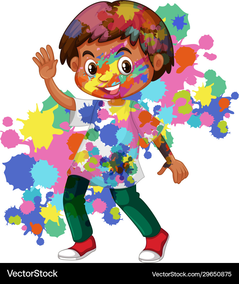 Happy boy with watercolor splash on his body Happy boy with watercolor splash on his body vector image