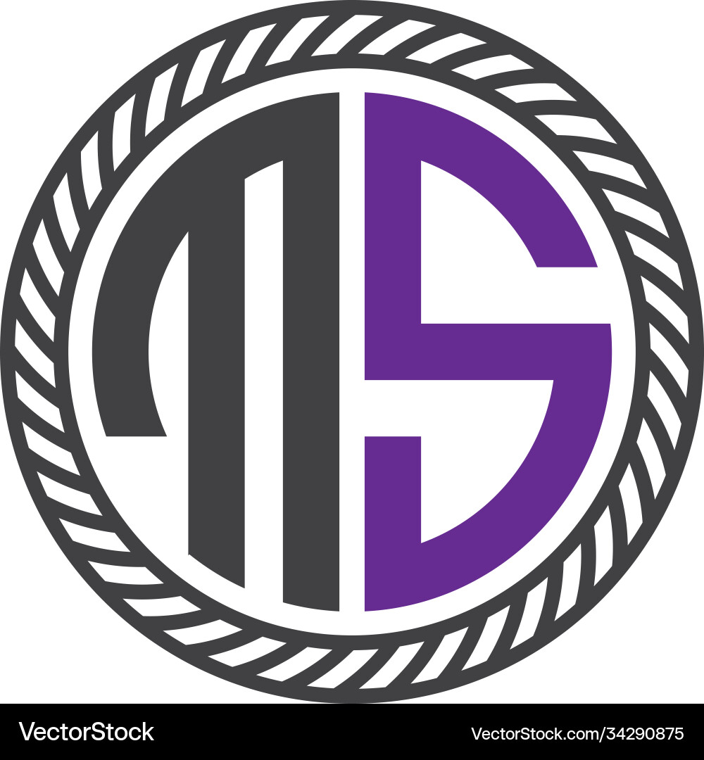 Initial letter ms circle shape monogram simple Vector Image