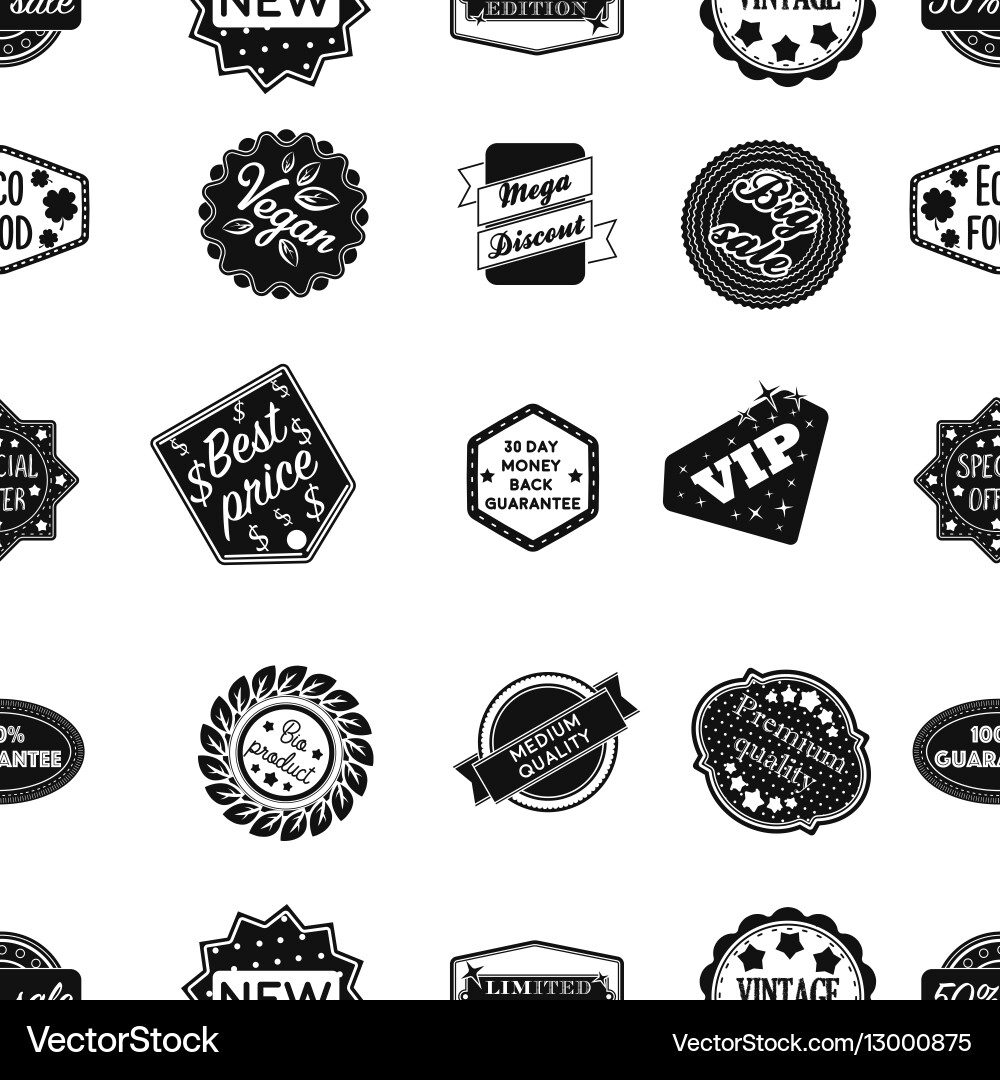 Label pattern icons in black style big collection vector image
