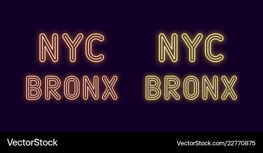 Neon inscription of new york city bronx borough Neon inscription of new york city bronx borough vector image
