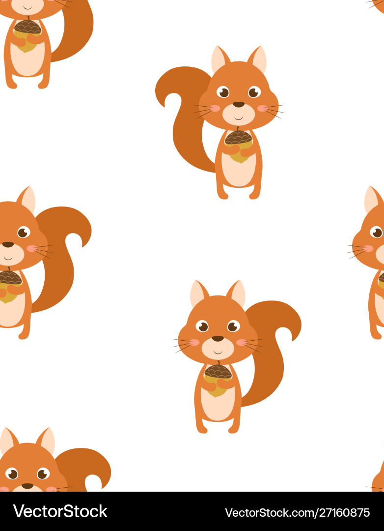 Seamless pattern with squirrel vector image