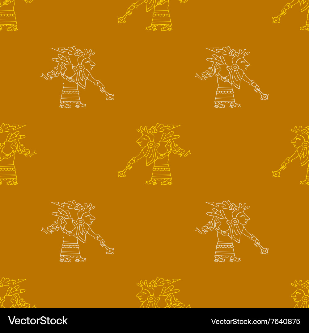 Seamless pattern with symbols from aztec codices Vector Image