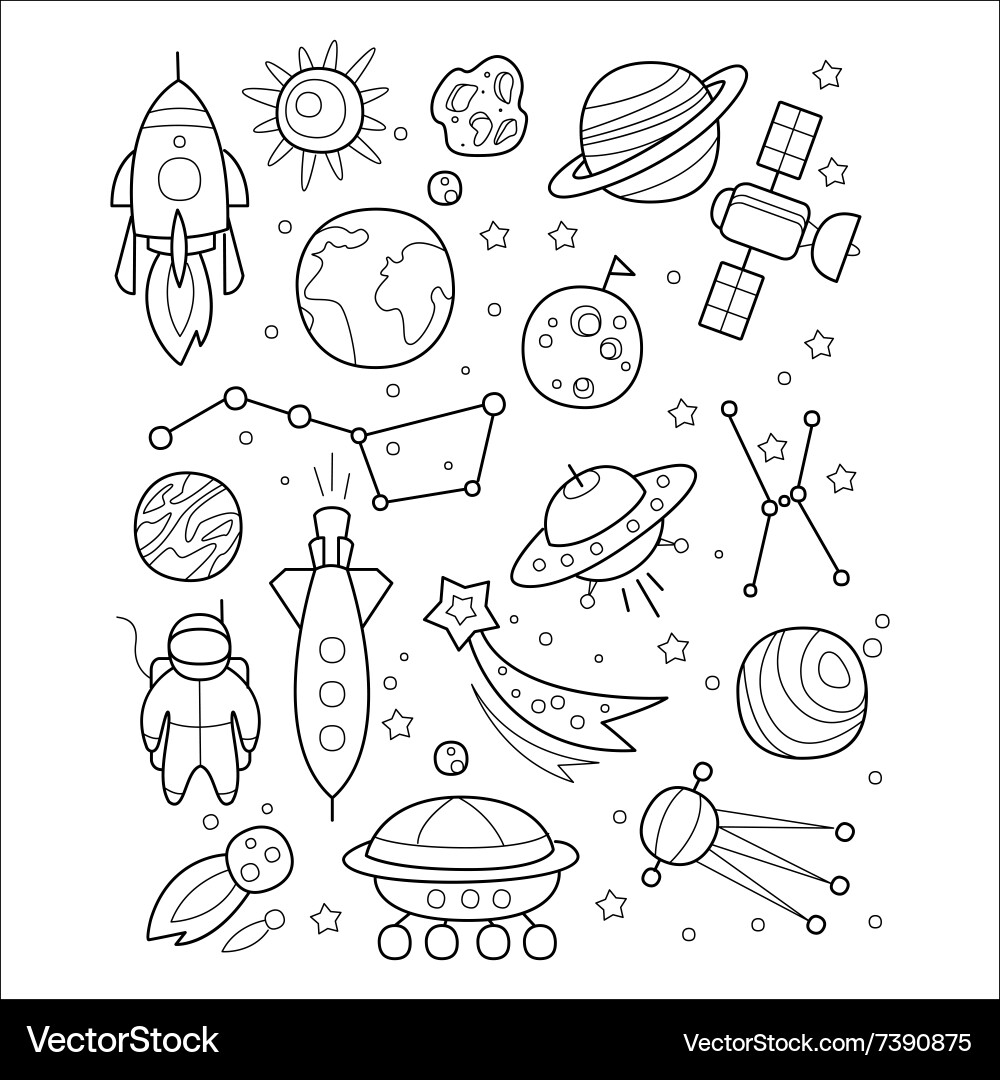 Space Sketch Collection Vector Image