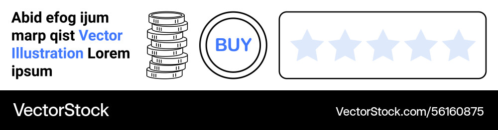 Stack of coins purchase button and rating stars Stack of coins purchase button and rating stars vector image