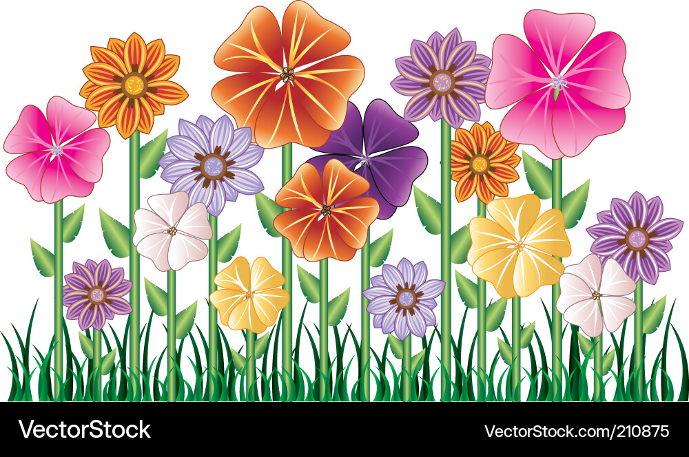 Vibrant Flower Meadow Vector Image