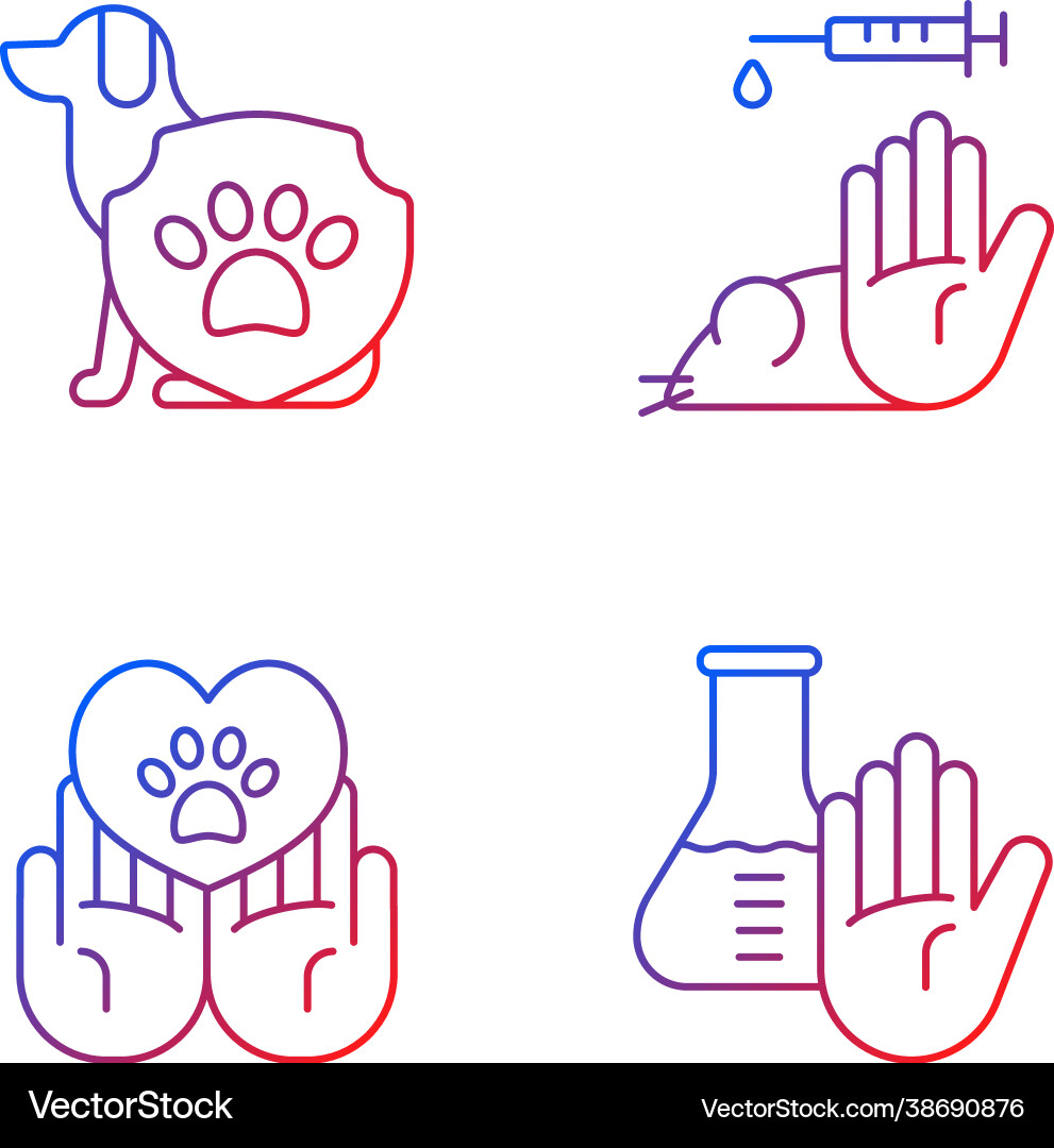 Animal testing gradient linear icons set Animal testing gradient linear icons set Vector Image