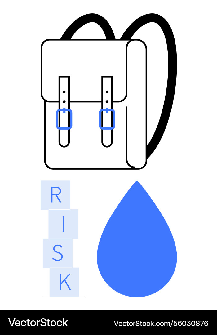 Backpack risk blocks and drop icon representing Backpack risk blocks and drop icon representing vector image