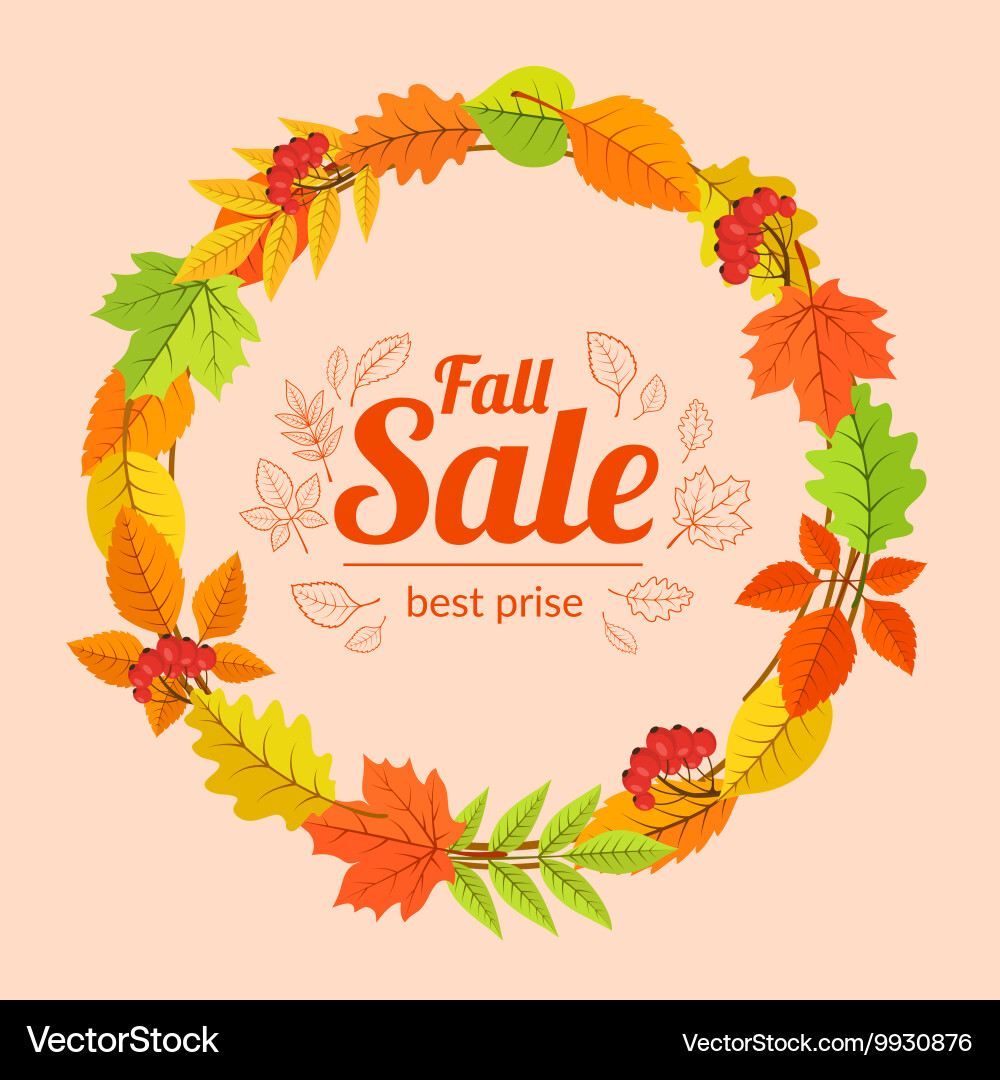 Circle from colorful leafs with text vector image