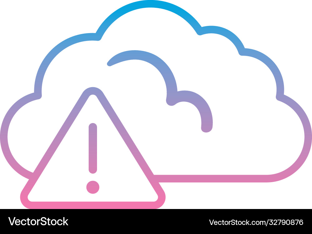 Cloud computing with warning triangle gradient Vector Image