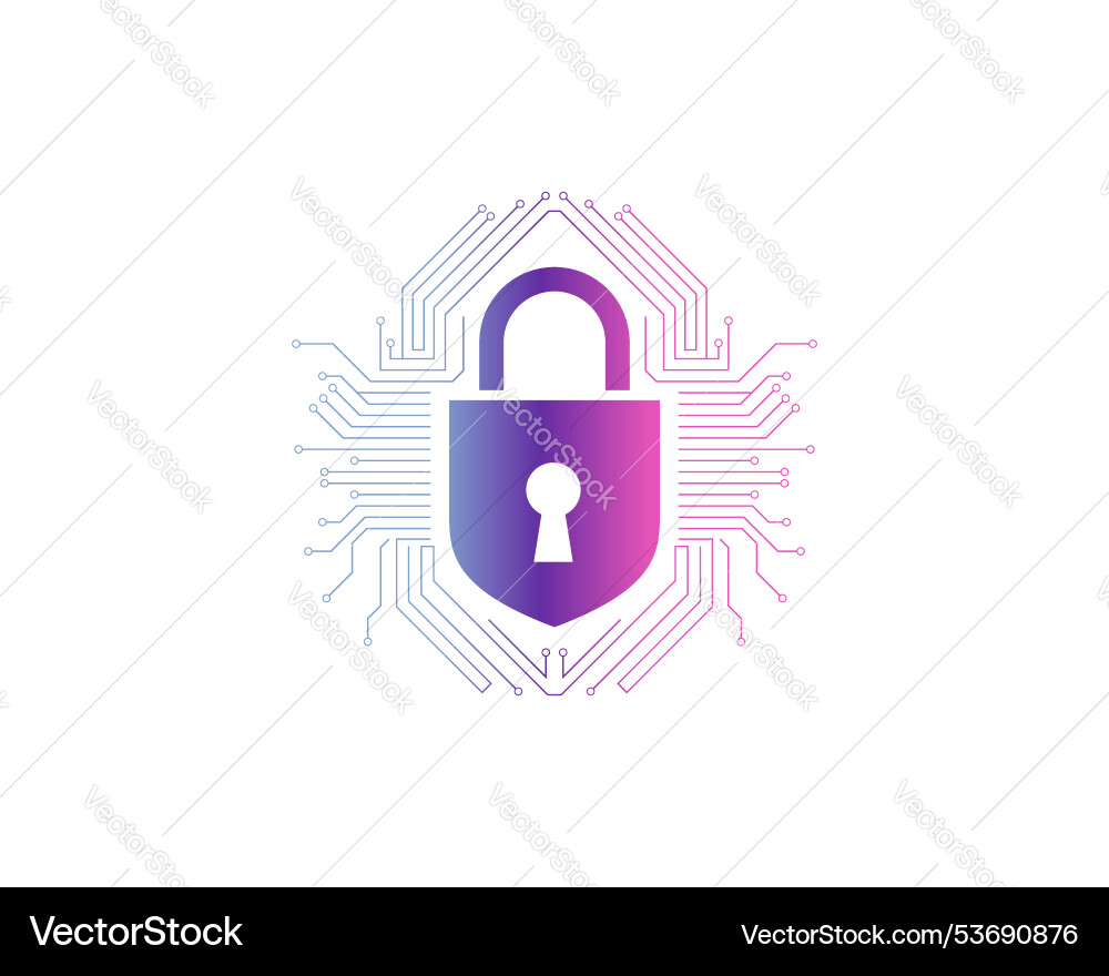 Cybersecurity lock icon representing digital data Cybersecurity lock icon representing digital data vector image