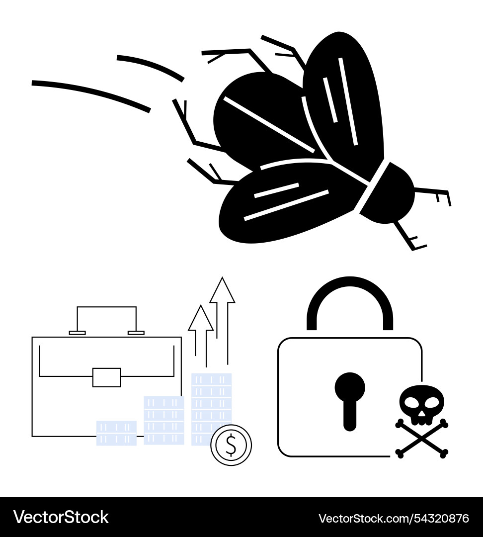 Cybersecurity threats malware and financial risks Vector Image