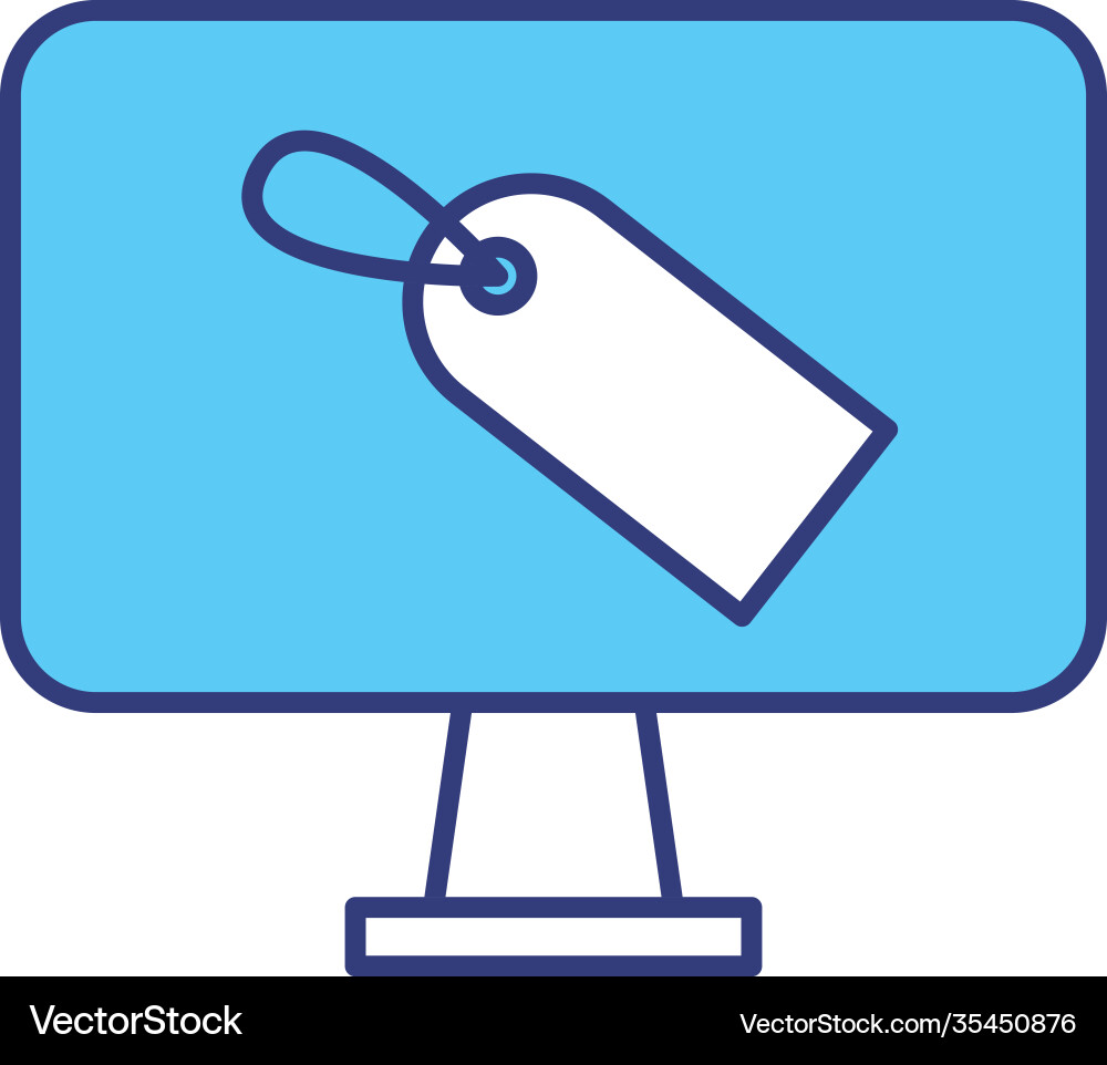 Desktop computer monitor with tag line style icon Desktop computer monitor with tag line style icon vector image