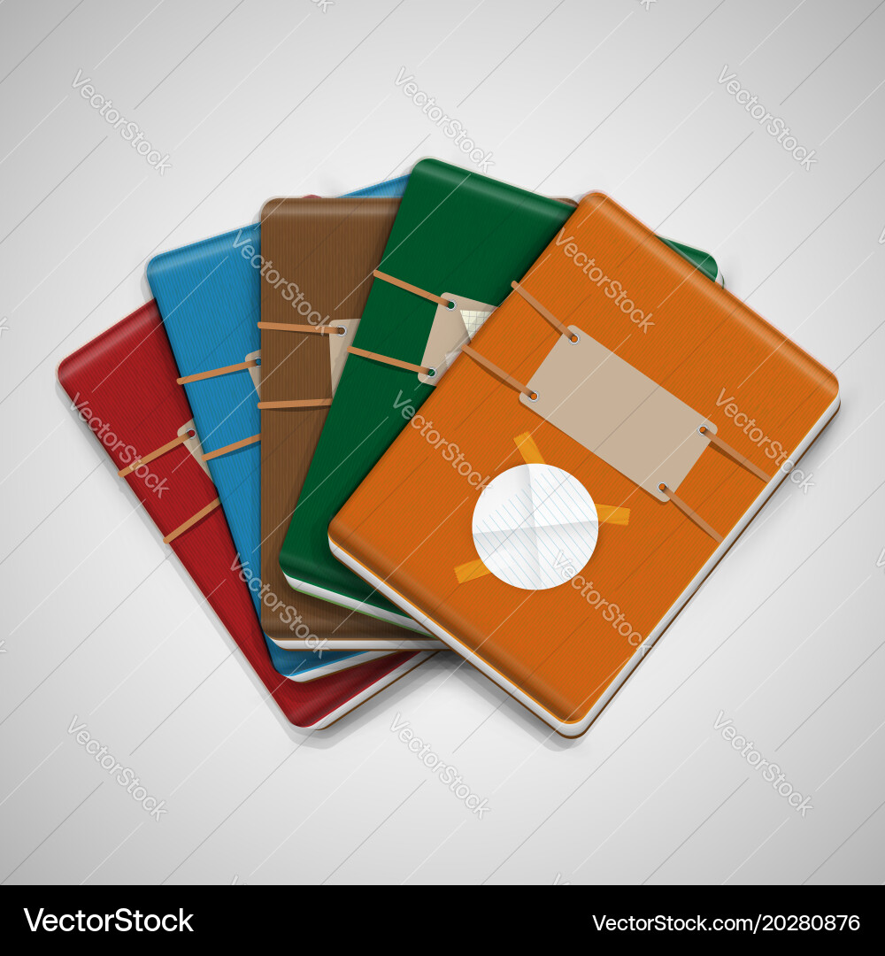 Five different colorful notebooks Vector Image