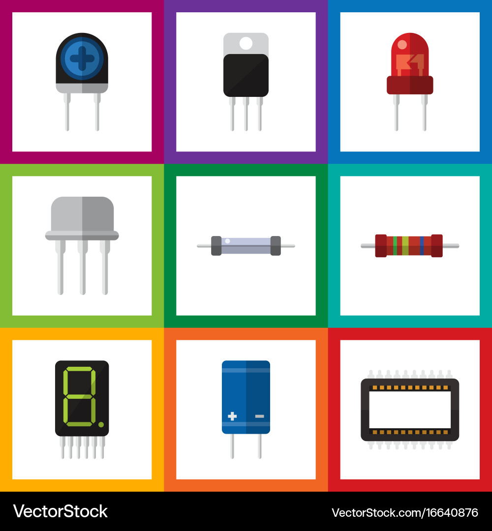 Flat icon electronics set of resistor display Vector Image