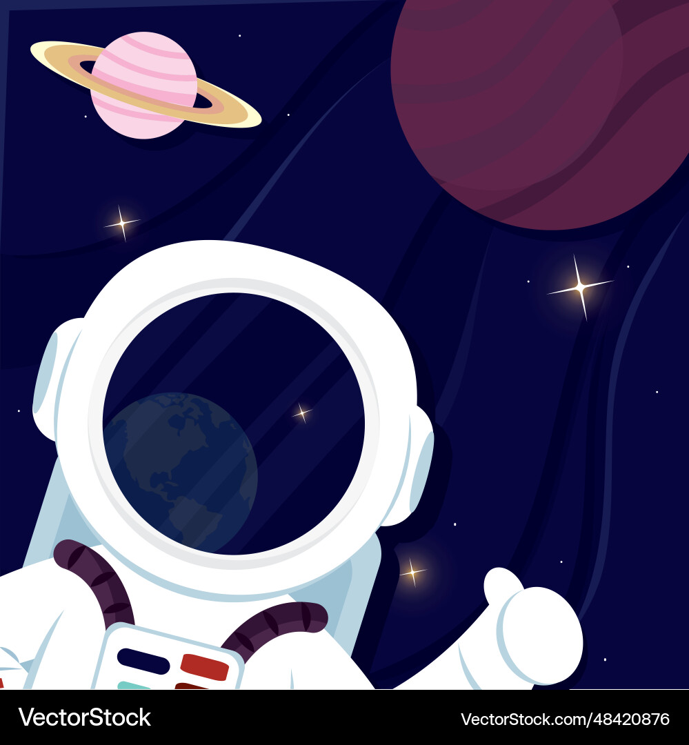 Layered view of outer space with an astronaut vector image