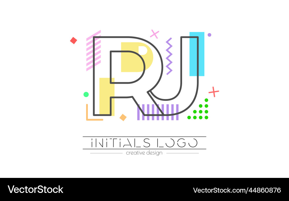 Letters r and j merging of two initials Letters r and j merging of two initials vector image