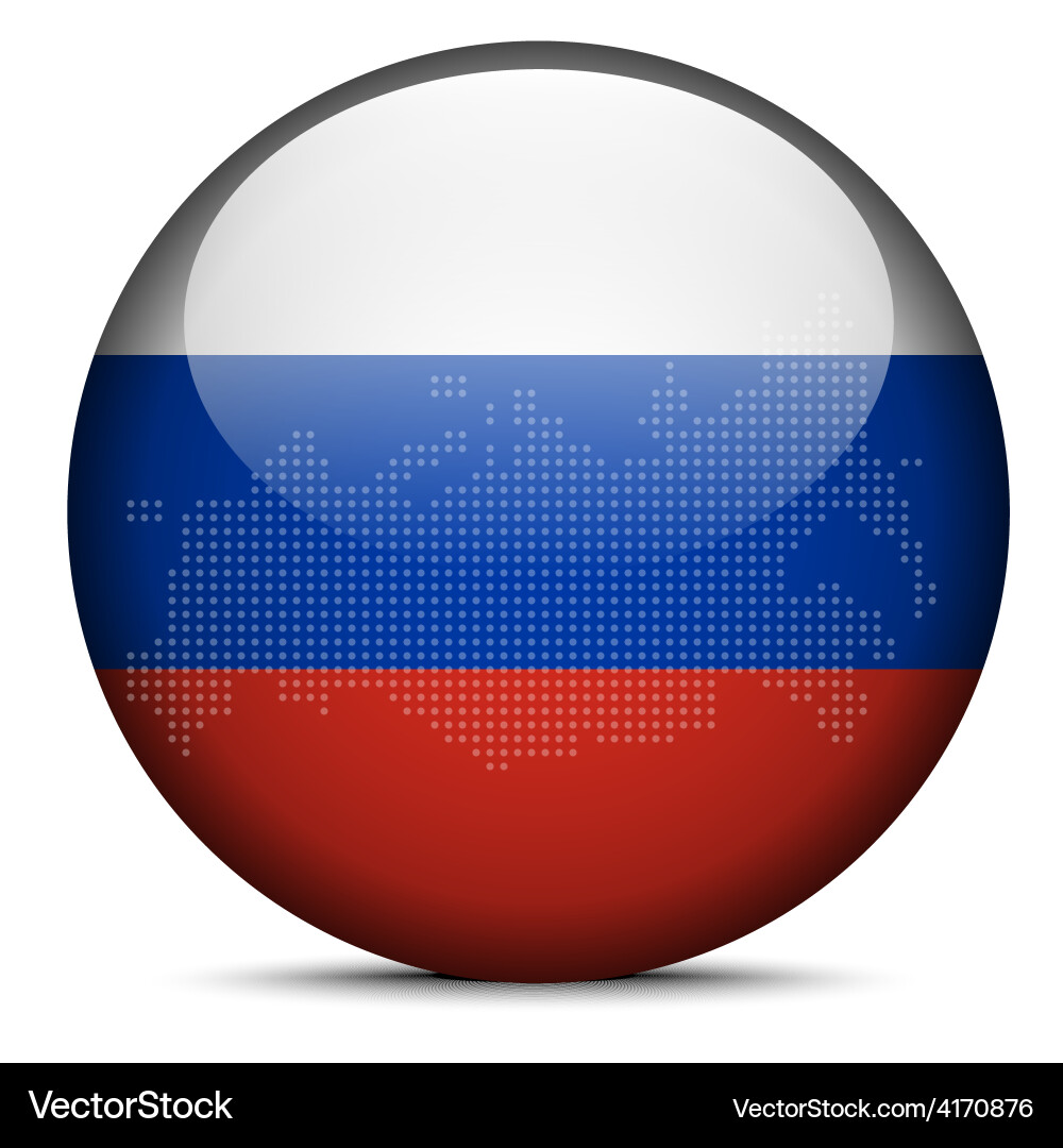 Map with dot pattern on flag button of russian vector image