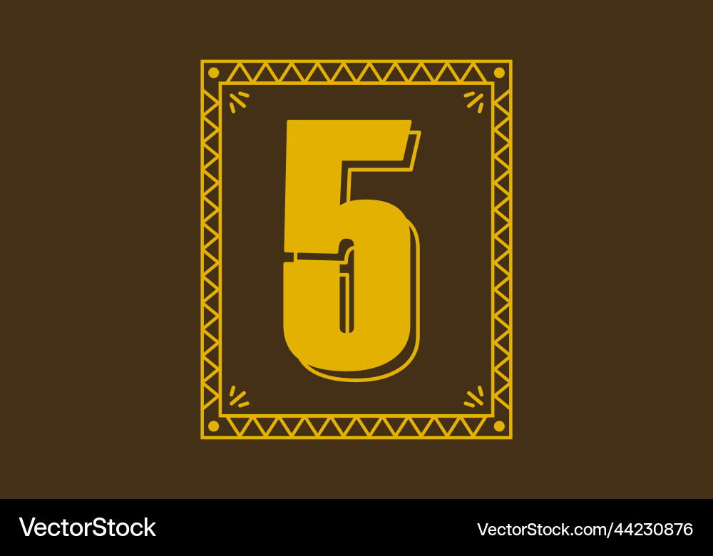 Number 5 in retro rectangle frame Number 5 in retro rectangle frame vector image
