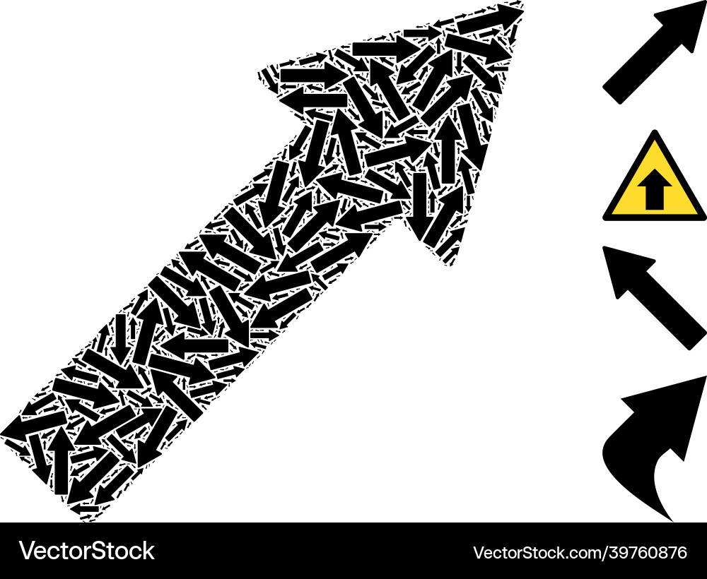 Right up arrow icon recursive composition Right up arrow icon recursive composition vector image