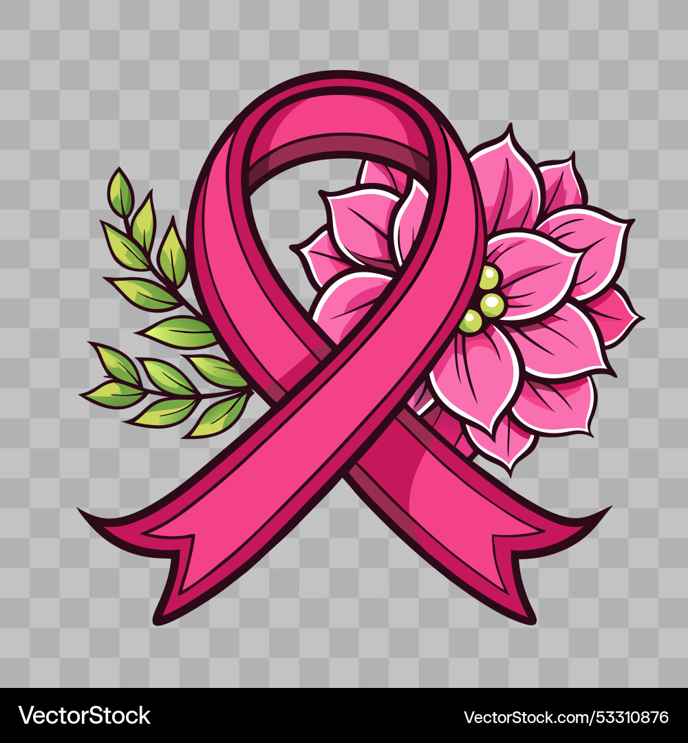 Rosa Band mit Blume und Blättern Rosa Band mit Blume und Blättern vektorbild