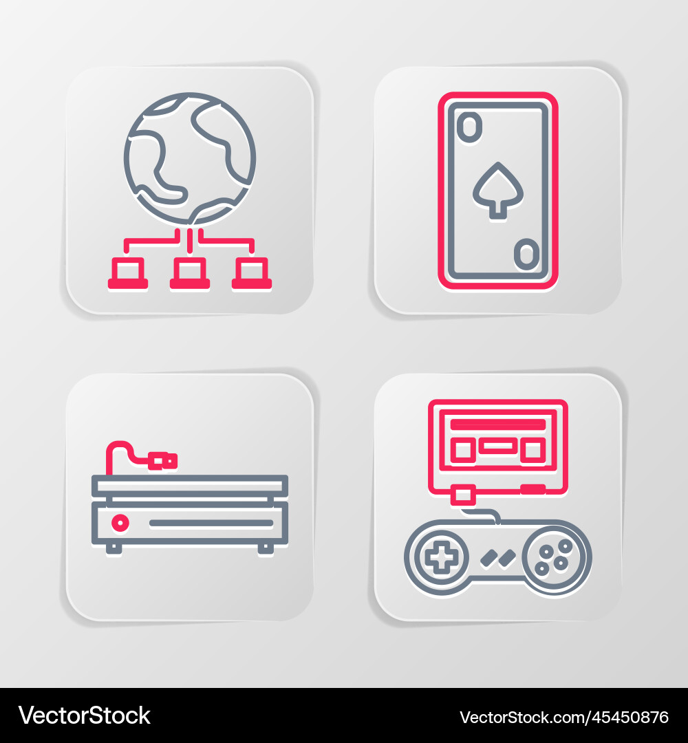 Set line game console with joystick video Vector Image
