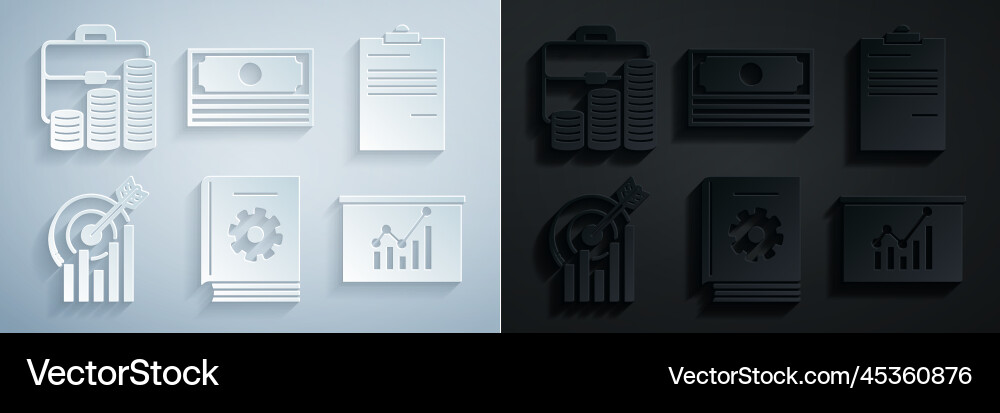 Set user manual document target with graph chart Set user manual document target with graph chart vector image