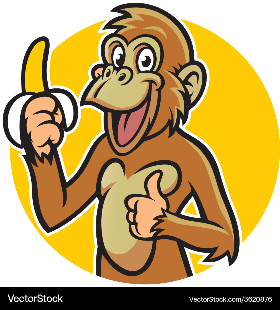 Smiling Monkey with Banana Vector Image