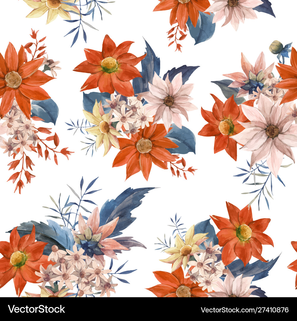 Watercolor floral seamless pattern Watercolor floral seamless pattern vector image