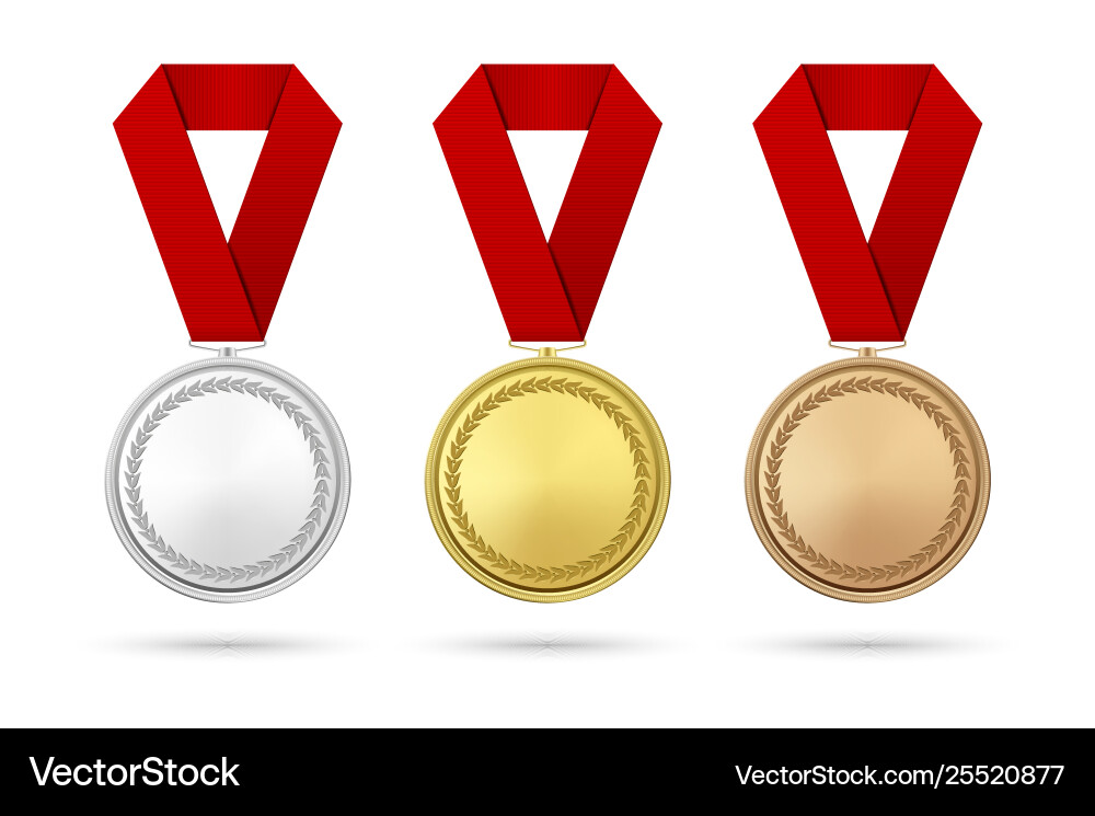 3d realistisches Gold Silber und Bronze Auszeichnung 3d realistisches Gold Silber und Bronze Auszeichnung vektorbild