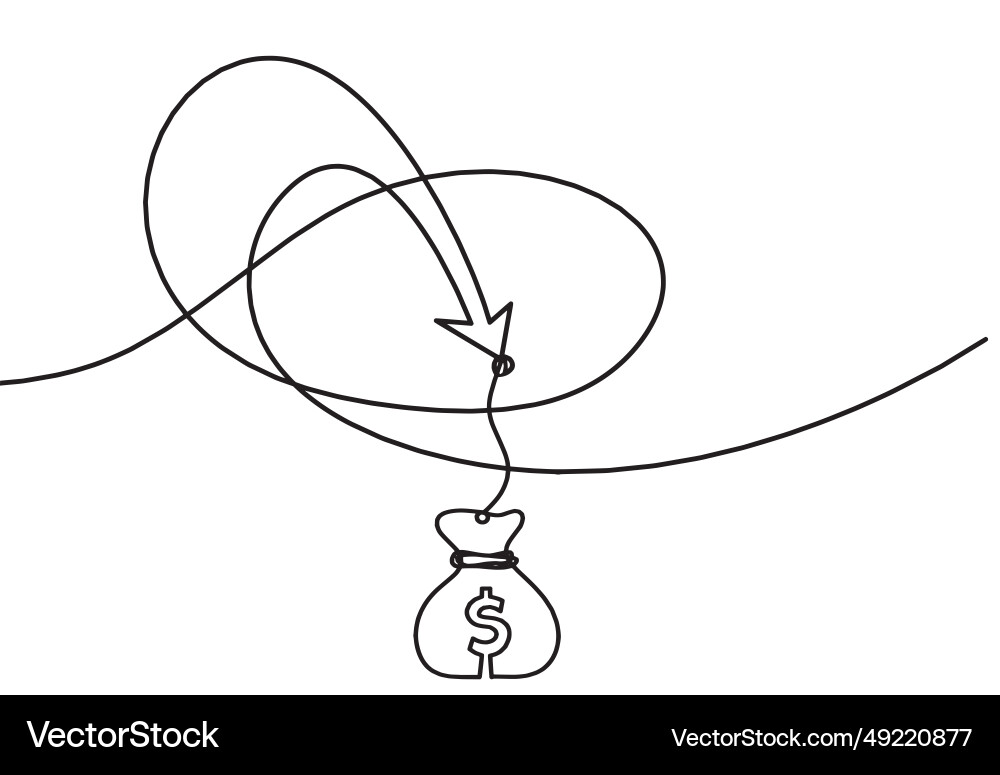 Abstract continuous lines arrows with dollar Vector Image
