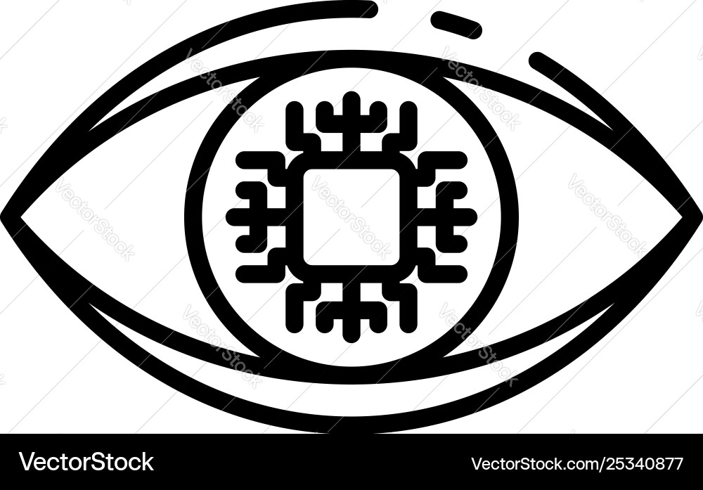 Ai eye processor icon outline style Vector Image