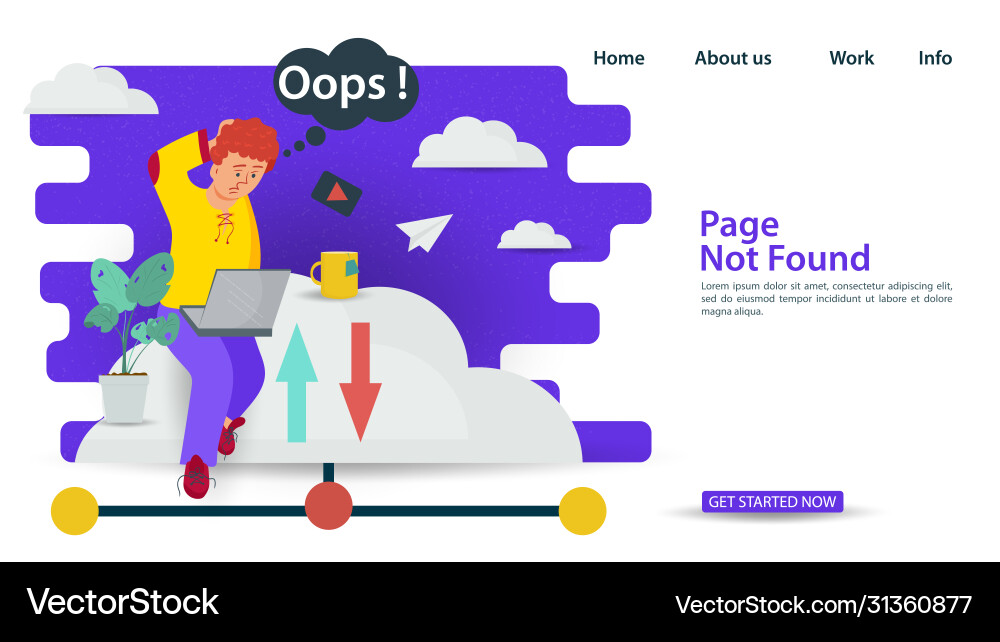 Banner oops 404 error page not found internet Banner oops 404 error page not found internet vector image