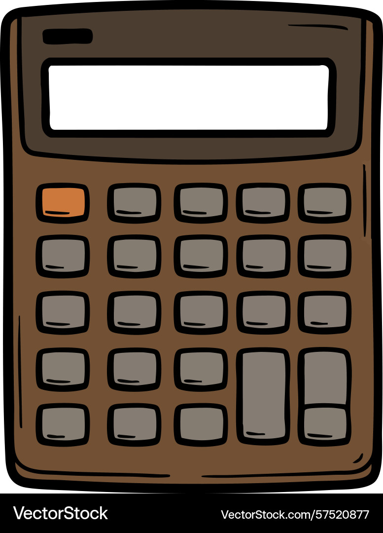 Brown calculator with multiple buttons vector image