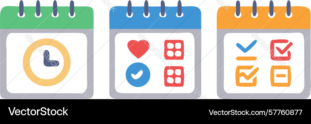 Calendar scheduling icons time management tools vector image